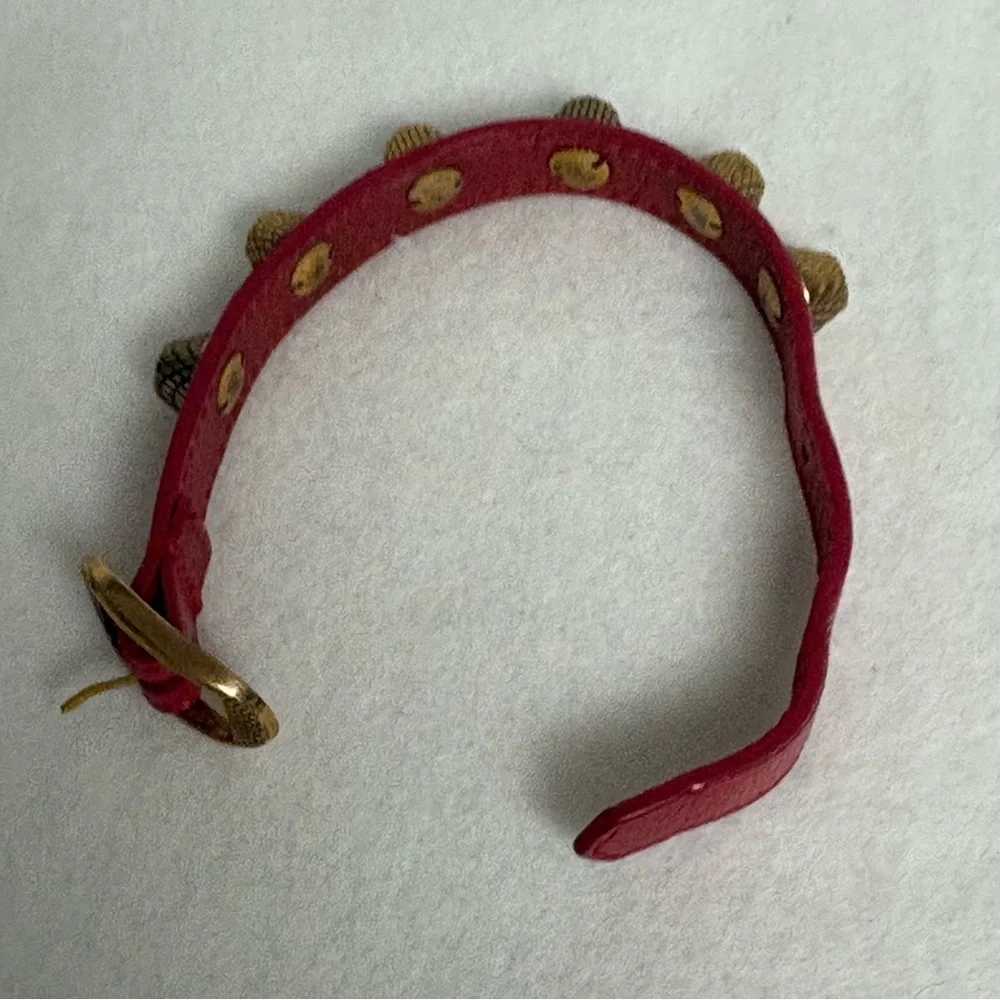 BALENCIAGA Giant Studded Leather Arena Red Bracelet
